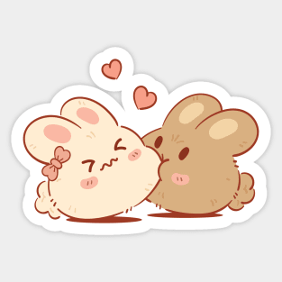 Cute & Kawaii Bunny Kisses | Brown Sticker